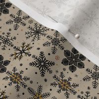 Snowflakes - Beige + Black + Orange (Smaller)