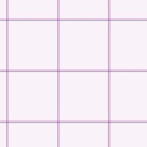 Pastel Pink Windowpane Check With 5.5 Inch Squares Created with Lines of Dark Pink and Purple
