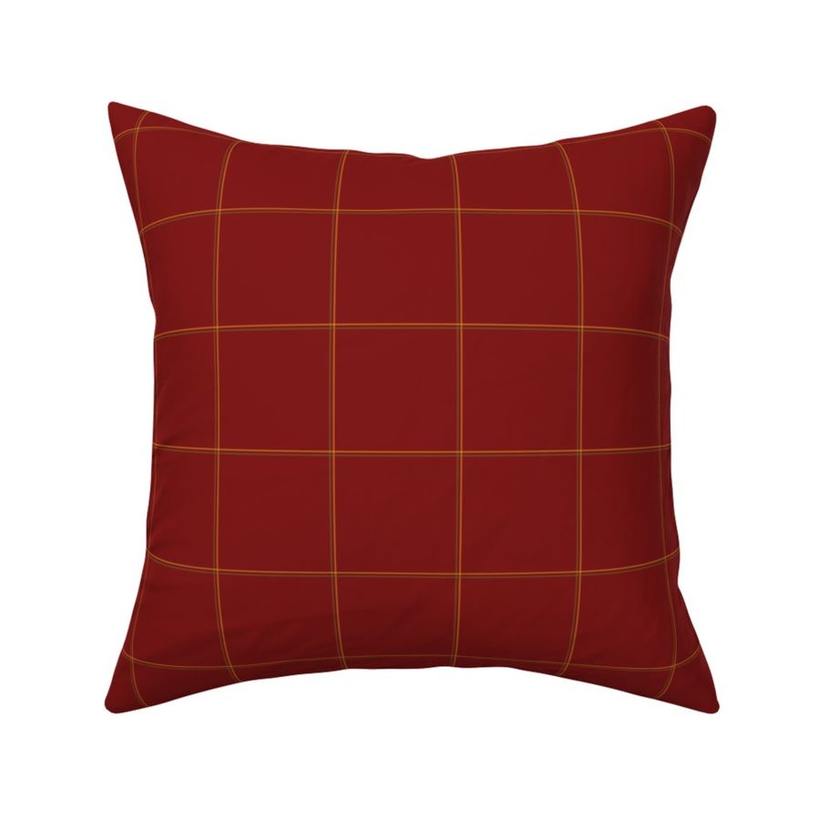 Red Windowpane Check With 5.5 Inch Squares Created with Lines of Green and Gold