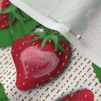 Strawberry Love Patch on White Dotted Lines