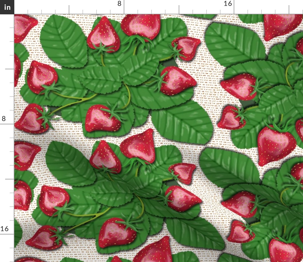 Strawberry Love Patch on White Dotted Lines