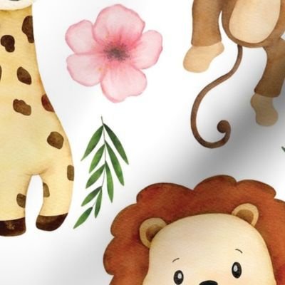 Cute Watercolor Safari Animals