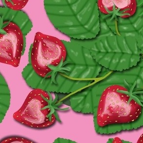 Strawberry Love Patch on Pink