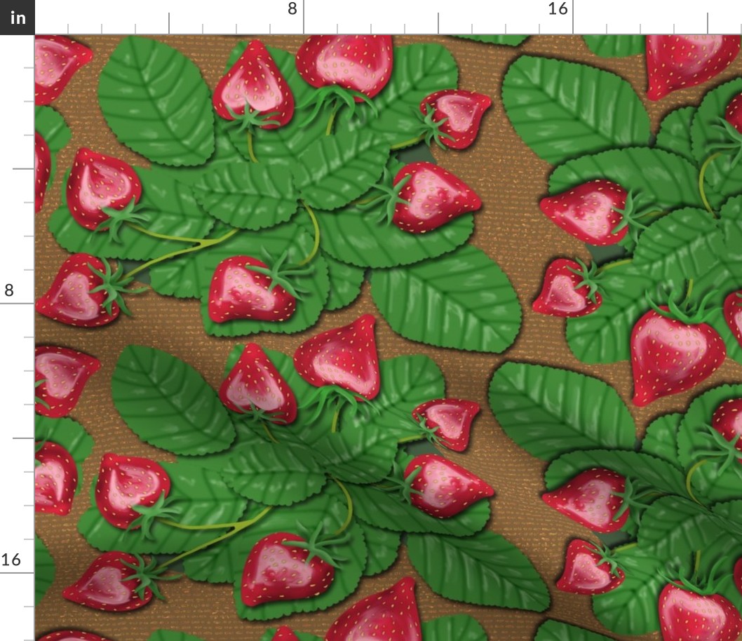 Strawberry Love Patch on Brown Dotted Lines
