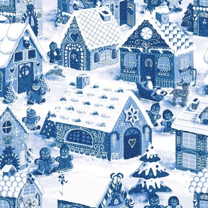 Christmas Eve in the Gingerbread Village Blue