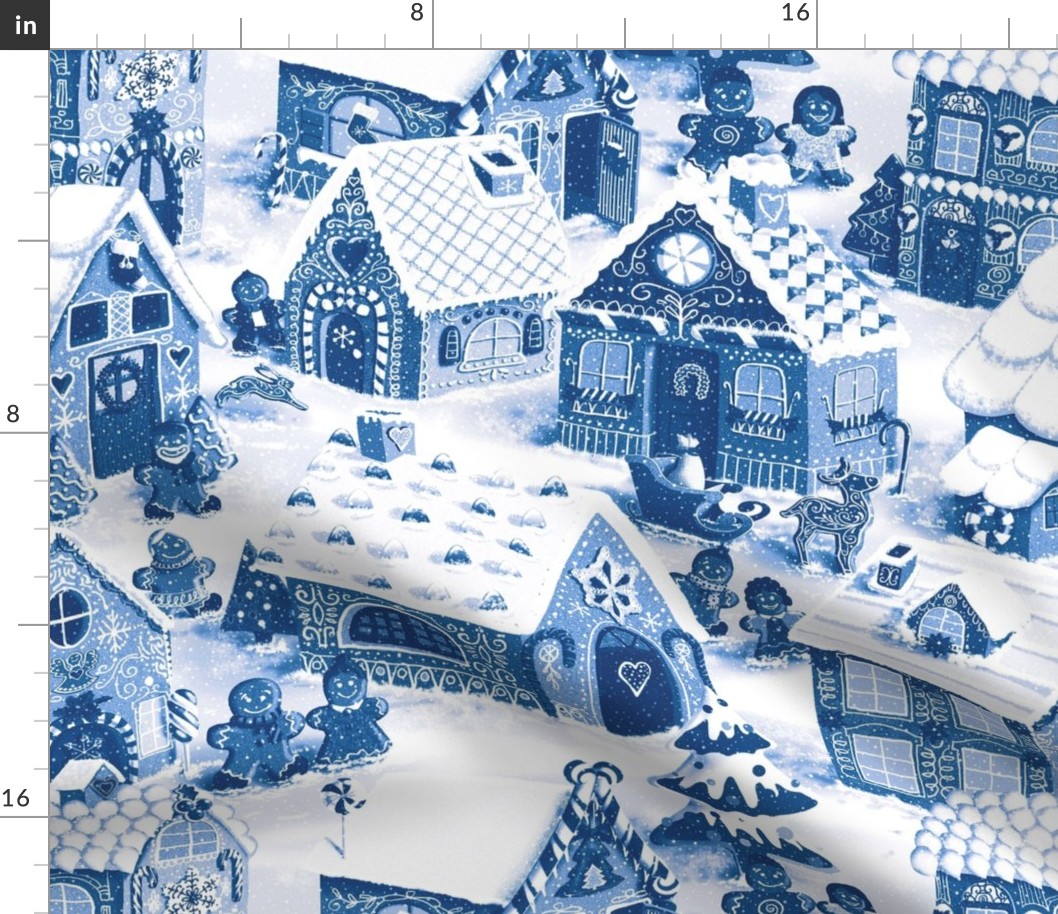 Christmas Eve in the Gingerbread Village Blue
