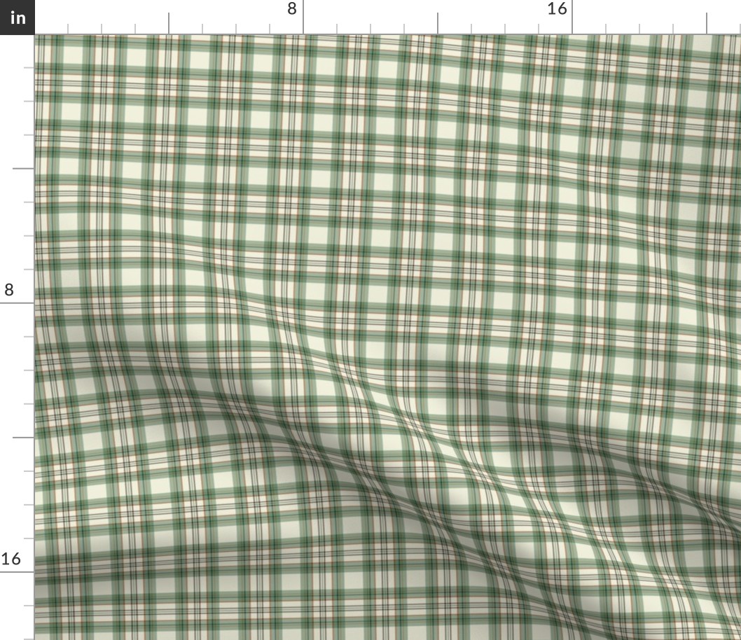 Green and Cream Woven-like Plaid tartan - small scale