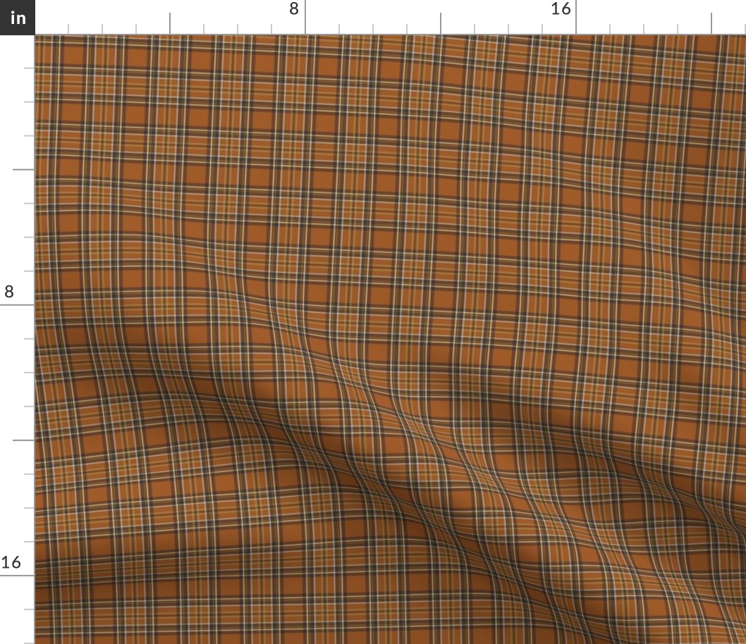 Rust orange and brown Woven-like Plaid tartan -  small scale