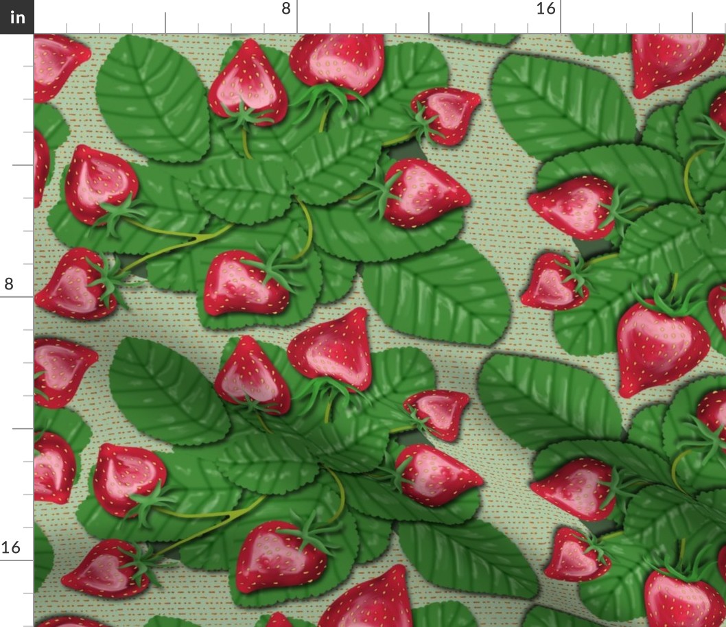 Strawberry Love Patch on Sage Green Dotted Lines