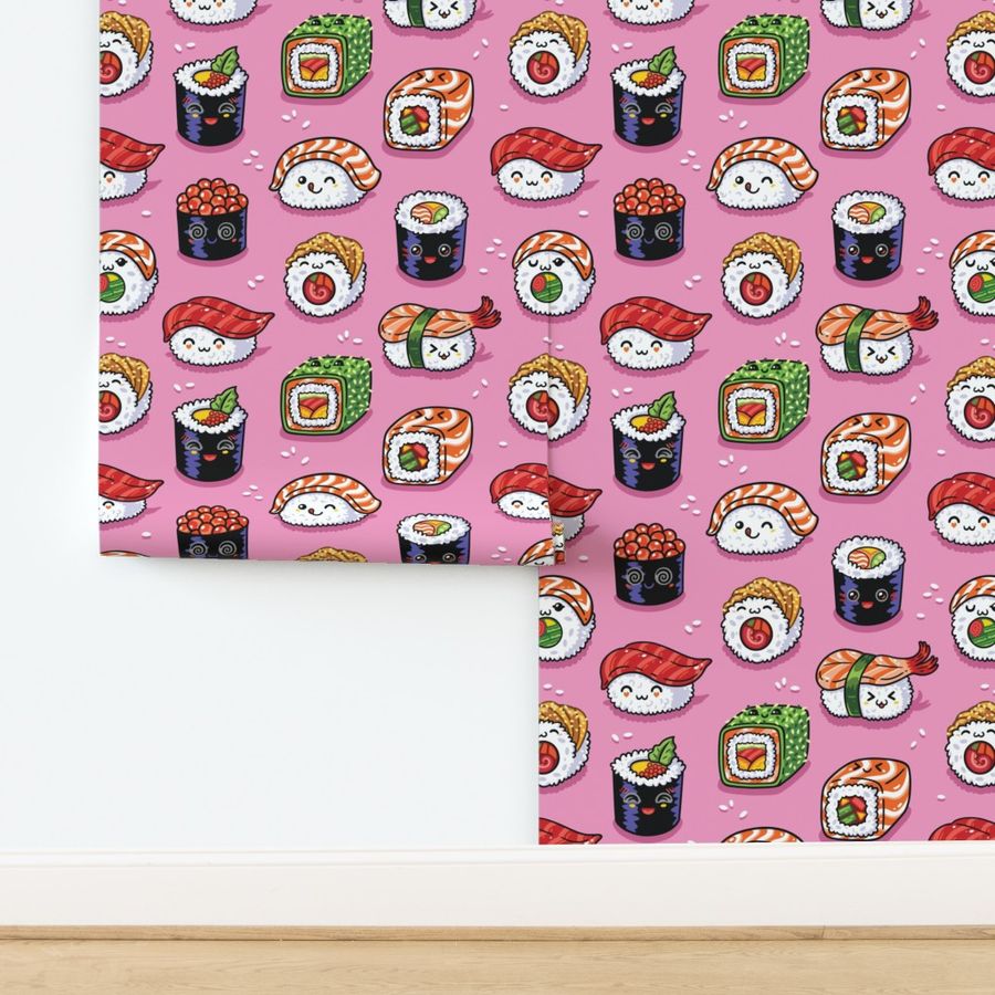 Kawaii sushi on pink small size