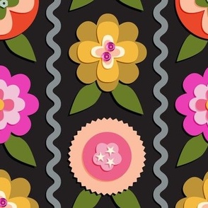 Felt Flowers (Maxi Black) || '70s groovy craft floral