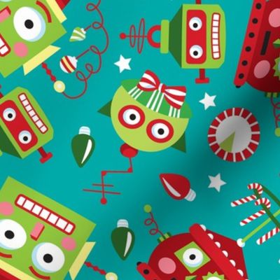 Christmas Robots Blue