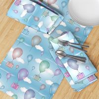 Air Balloons and Suitcases Flying in the Sky Surrealist Wallpaper
