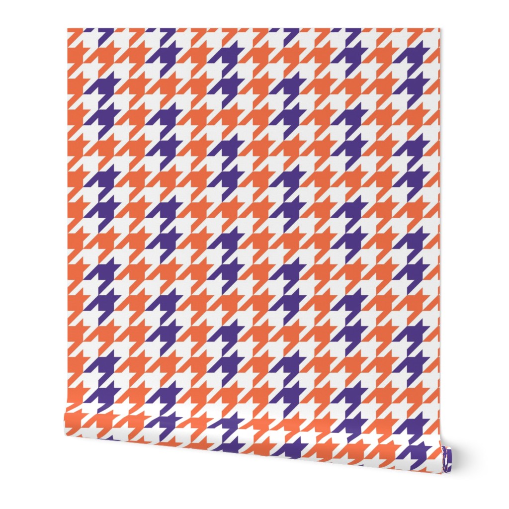 Large Scale Team Spirit Basketball Houndstooth in Clemson Tigers Orange and Regalia Purple