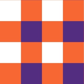 Large Scale Team Spirit Football Checkerboard in Clemson Tigers Orange and Regalia Purple