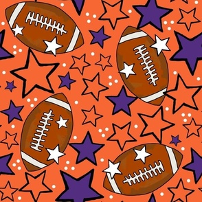 Large Scale Team Spirit Footballs and Stars in Clemson Tigers Orange and Regalia Purple