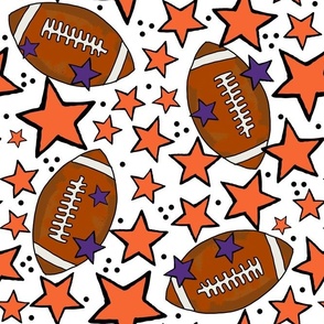 Large Scale Team Spirit Footballs and Stars in Clemson Tigers Orange and Regalia Purple