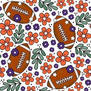 Large Scale Team Spirit Football Floral in Clemson Tigers Orange and Regalia Purple