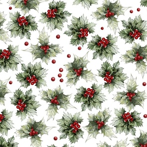 Christmas pencil drawing holly berries