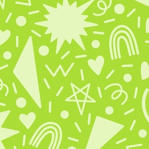 Magic Doodles MONO - LARGE - LIME GREEN Memphis Design