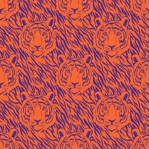 Medium Scale Tiger Faces and Stripes in Clemson Orange and Regalia Purple