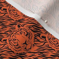 Medium Scale Tiger Faces and Stripes in Clemson Orange