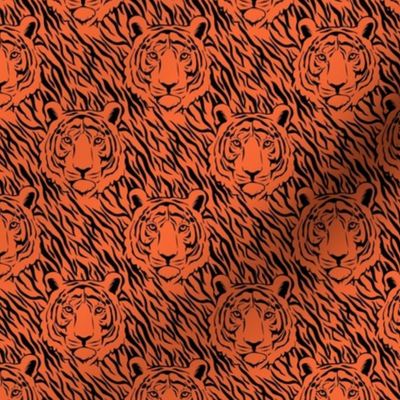 Medium Scale Tiger Faces and Stripes in Clemson Orange