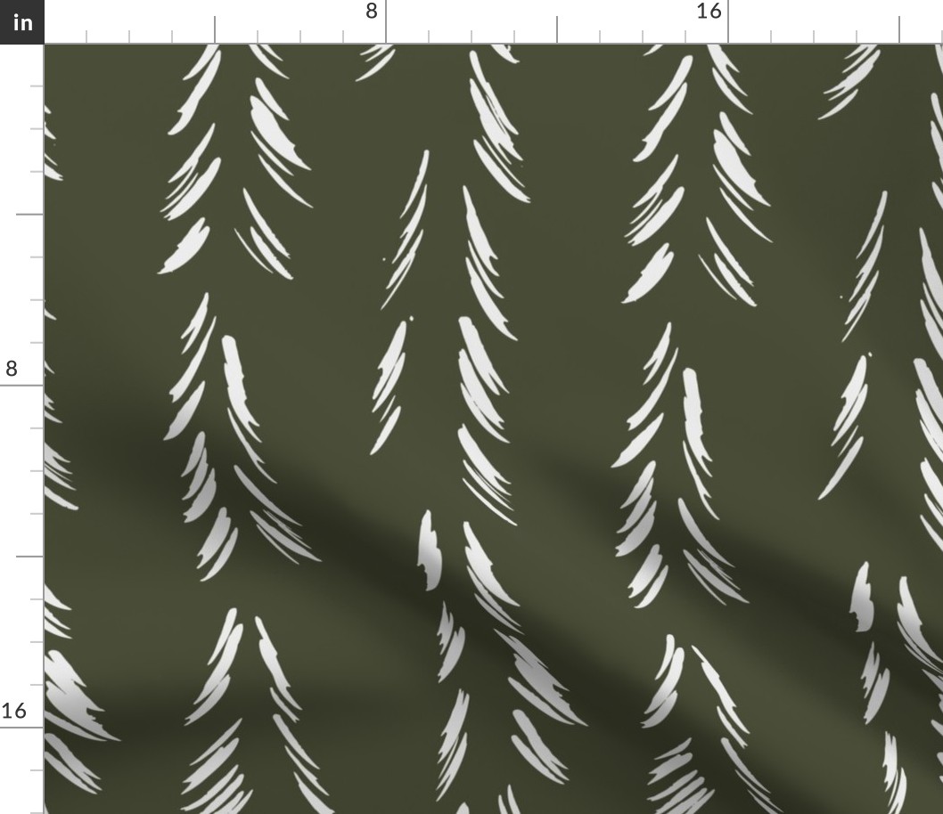 Freehand Trees, Forest Pine Evergreen Woodland Outdoor - Large Scale - Modern Cabin Style