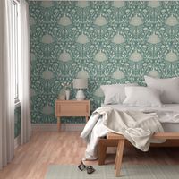  East Fork Pumpkin motifs green and cream - fall - floral - acorn - home decor - wallpaper - bedding -mushroom.
