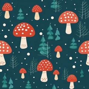Christmas Amanita Mushrooms