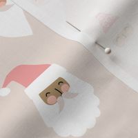 Cheerful Santa Clause Faces on Muted Neutral Pink - 3 inch