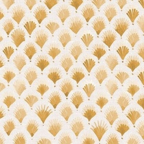 Art deco watercolor palm leaves trellis - warm yellow