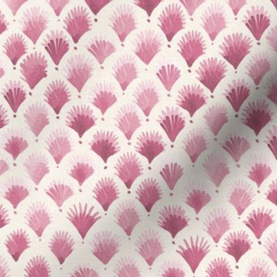 Art deco watercolor palm leaves trellis - plum pink
