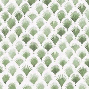 Art deco watercolor palm leaves trellis - sage green