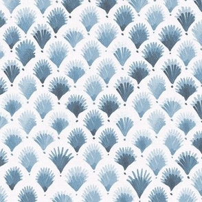 Art deco watercolor palm leaves trellis - classic indigo blue