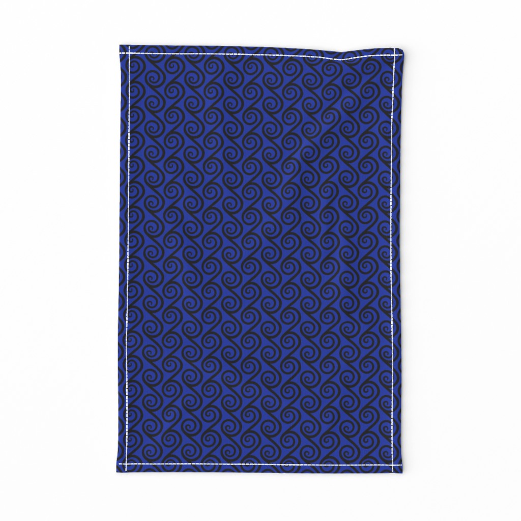 Vice-versa Scroll Trellis - black on blue