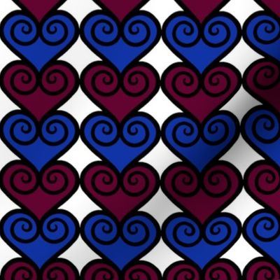Heart Scroll - Red, white and blue