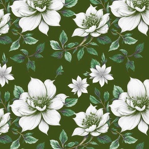 Purity Flower Design Deep Green