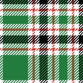 Red, green, black and white plaid