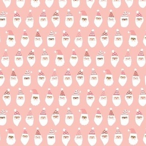 Cheerful Santa Clause Faces on Neutral Pink - 1 inch