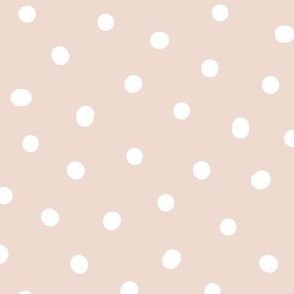 Snowy White Dots on  Neutral Pink - 1/2 inch