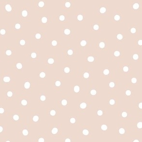 Snowy White Dots on  Neutral Pink - 1/3 inch