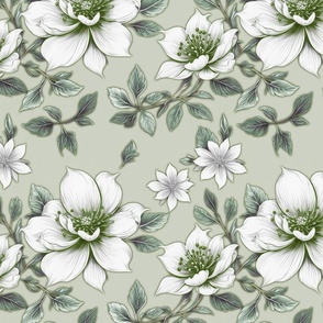 Purity Flower Design Olive Sage Green