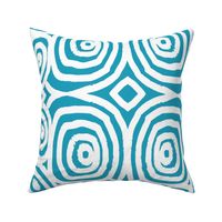 Rough Circular Lines - Boho Bohemian Circles - Primitive Tribal Line Art  - Aqua Blue and White - Large