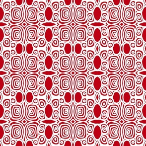 Rough Circular Lines (s) - Boho Bohemian Circles - Primitive Tribal Line Art  - Red and White - Small