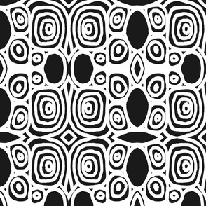 Rough Circular Lines - Boho Bohemian Circles - Primitive Tribal Line Art  - Black and White - Medium