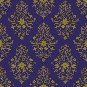 Damask purple and yellow