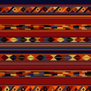 Southwest Folk Art Tribal - Red Blue Yellow Navy - Design 15982080