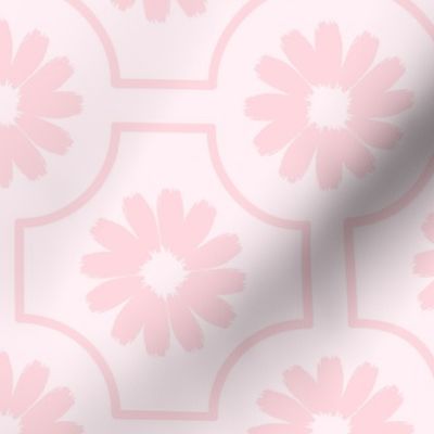 Block floral print in tile design baby blush pink