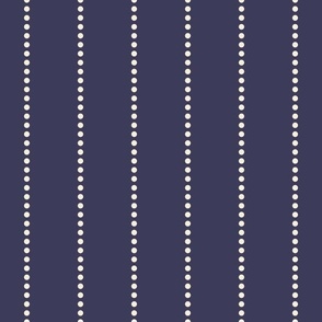 Medium scale / Vertical dotted lines beige on navy blue / Minimal simple beaded circle dots classic thin stripes in pale light creamy ivory and dark background / modern cool neutrals mens blender